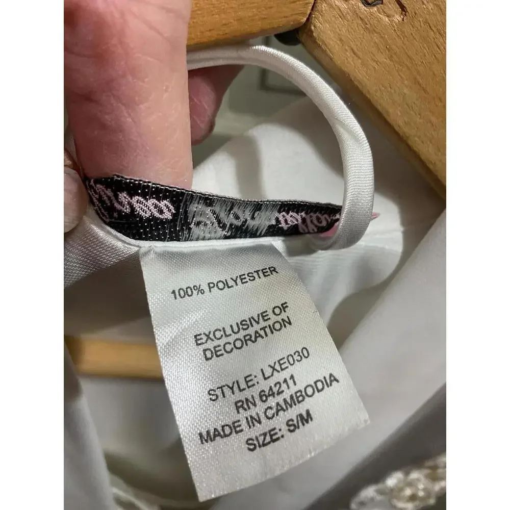 Linea Donatella Satin Robe and Nightie/ Embroidery/Sequins Wedding Bridal S/M - Picture 7 of 15